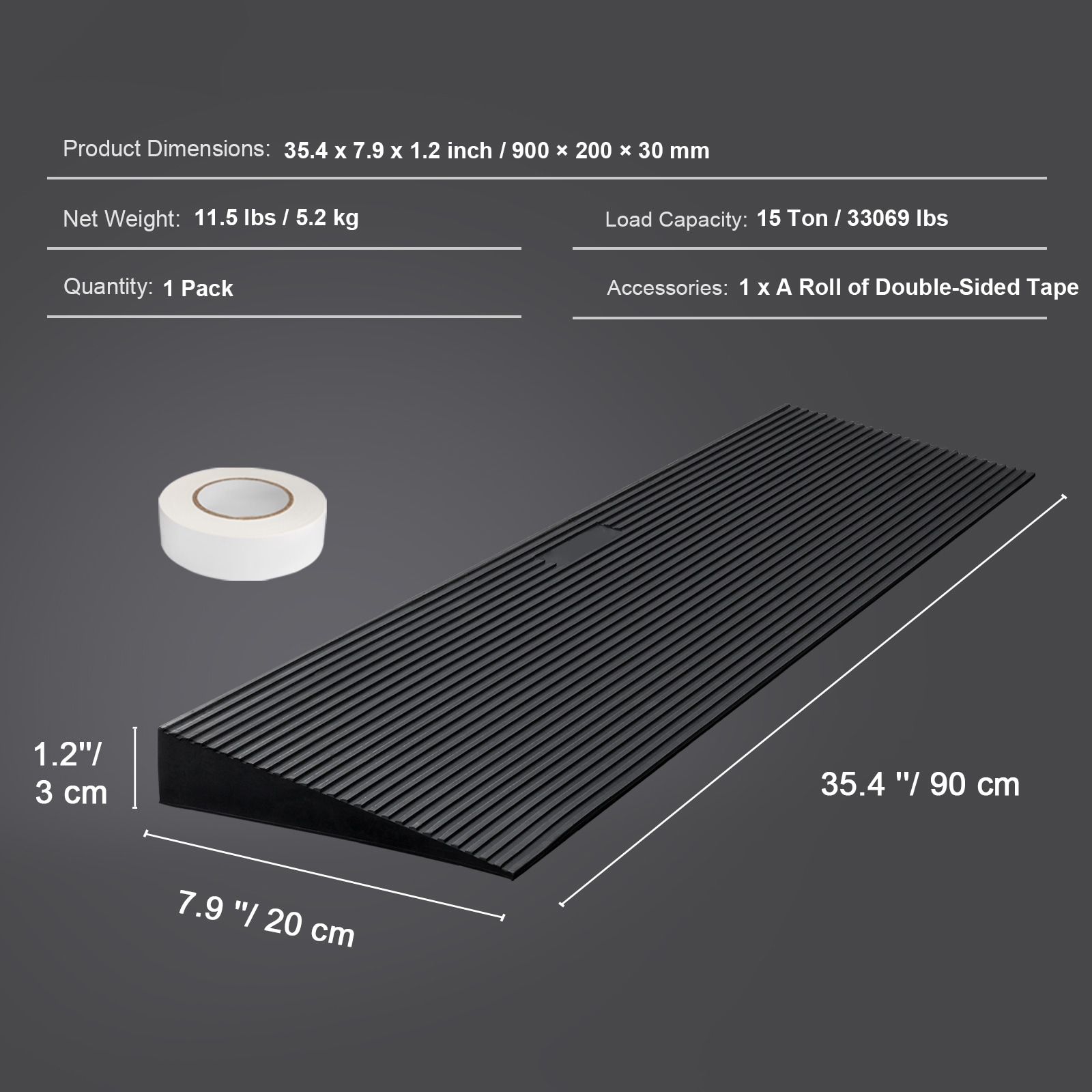 Non-slip Rubber Threshold Ramp For Wheelchairs And Robots_voghion.com